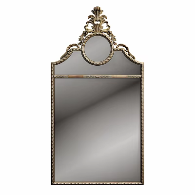 Elegant Ornate Mirror With Decorative Gold Frame Circular Top And Intricate Carvings For Interior Design 3d model