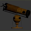 Vintage Wooden Telescope With Metal Accents On Sphere Base For Scenic Viewing