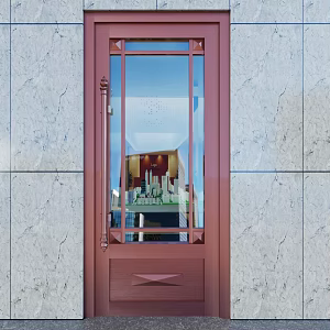 Modern swing door single open copper door 3d model