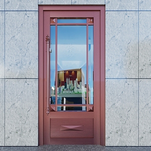 Modern swing door single open copper door 3d model