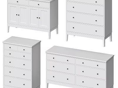 White Modern Decorative Storage Cabinets In Various Styles With Drawers And Doors 3d model