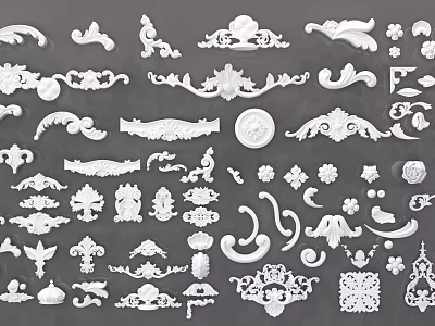 Ornate Carved Decorative Elements Featuring Intricate Patterns And Design Details 3d model