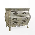 Vintage Carved Wooden Chest of Drawers With Decorative Handles and Curved Design