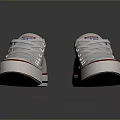 White Canvas Sneakers With Red Trimmed Soles And White Laces For Daily Wear