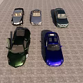 Green Blue Black Luxury Sports Cars With Open Doors In Outdoor View