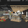 Spacious Supermarket Department Store With Open Layout Wooden Shelves Glass Counters And Product Displays