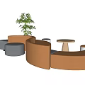 Modern Curved Yellow Sofa With Round Coffee Table And Small Stools Indoor Living Room Furniture
