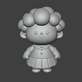 Cute Woman With Blonde Curly Hair White Shirt And Purple Pleated Skirt Front Back View