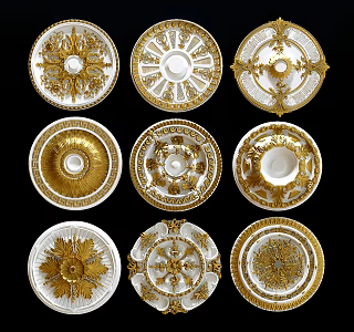 European-style lamp panel gypsum carved lamp panel gypsum line 3d model