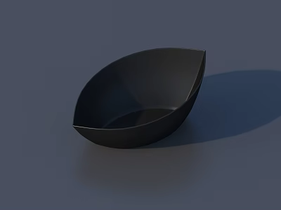 Sleek Black Leaf Shaped Ceramic Dinnerware Set With Modern Minimalist Design 3d model