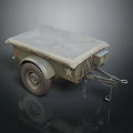 Vintage Green Military Trailer With Canvas Cover Wheel Hitch And Star Emblem