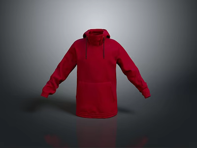 Essential Daily Life Red Hooded Sweatshirt with Comfortable Long Sleeve and Casual Style 3d model