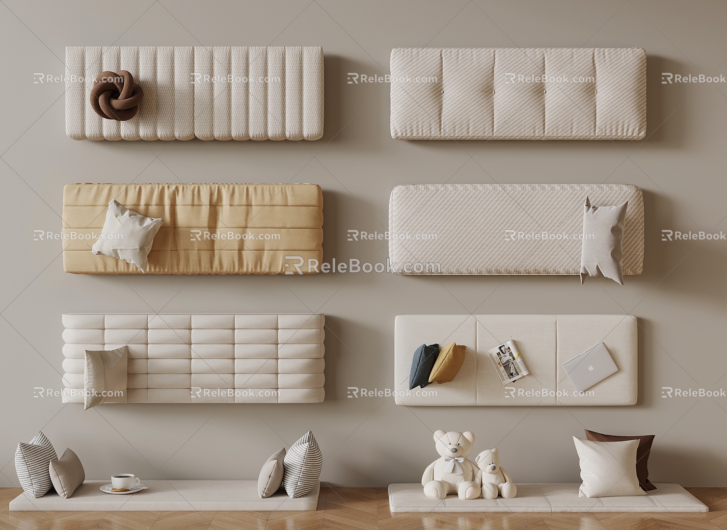 Cushion Bay Window Cushion Sofa Cushion 3d model