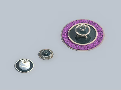 Decorative Garden Ornaments With Purple Sparkling Edges And Round Metal Design 3d model