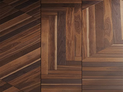 Hardwood Flooring Design Featuring Herringbone And Straight Lay Wood Patterns 3d model