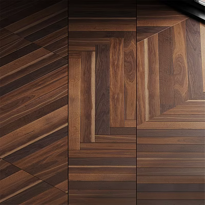 Hardwood Flooring Design Featuring Herringbone And Straight Lay Wood Patterns 3d model