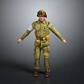 Military Soldier Figure In Green Uniform With Helmet And Gear Standing
