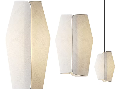 Modern White Fabric Geometric Pendant Lights In Multiple Sizes For Home Decor 3d model