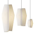 Modern White Fabric Geometric Pendant Lights In Multiple Sizes For Home Decor