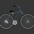 Blue Bicycle With Black Seat And Handlebar On Gray Background With Reflection