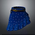 Stylish Blue Skirt With White Polka Dots Black Belt And Gold Buckle