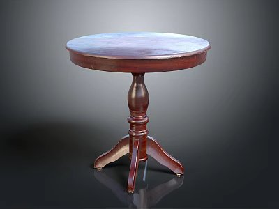 Round Wooden Side Table With Carved Pedestal Base And Three Legs Design 3d model