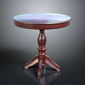 Round Wooden Side Table With Carved Pedestal Base And Three Legs Design