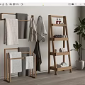 Log Towel Rack Towel 3d model