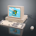 Vintage Desktop Computer with Windows 95 Monitor Tower Keyboard and Mouse