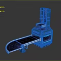 Mechanical Device With Conveyor Belt And Control Console Featuring Blue Lighting