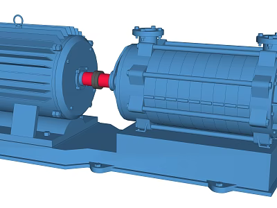 Industrial Equipment Motor and Gearbox Assembly With Connecting Shaft Heavy Duty Base Frame 3d model