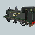 Vintage Southern 107 Steam Train With Classic Black Green Exterior Metal Wheels And Chimney