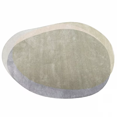Stylish Layered Oval Rug With Neutral Beige And Gray Tones For Modern Decor 3d model