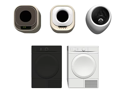Various Styles of Top Loading and Front Loading Washing Machines in Different Colors 3d model