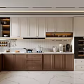 Modern Kitchen Interior with Island Countertop Two Tone Cabinets and Stainless Steel Appliances