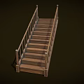 Wooden Staircase With Classic Design And Elegant Wooden Handrails And Steps