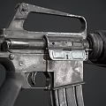 Dual Angle View Of Modern Military Rifle With Detachable Magazine And Ergonomic Grip Design