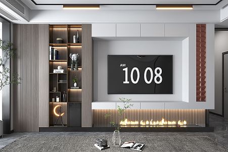 Modern TV background wall 3d model