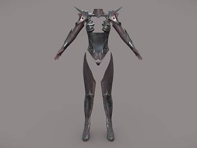 Futuristic Metallic Combat Armor With Spiked Shoulders And Full Body Design 3d model