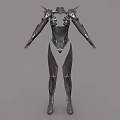 Futuristic Metallic Combat Armor With Spiked Shoulders And Full Body Design