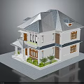 Two Story Building With Blue Roof White Walls Brown Windows And Front Plants