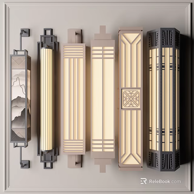 Various Modern Wall Lamps With Geometric Patterns And Decorative Light Panels Design 3d model