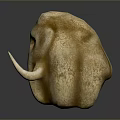 Abstract Mammoth Sculpture With Textured Surface And Elongated Ivory Tusks