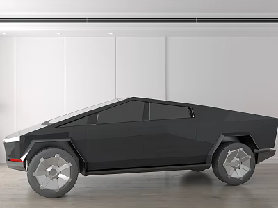 Black Futuristic Electric Truck With Geometric Design Bold Lines And Large Alloy Wheels 3d model