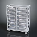 Practical White Rolling Storage Furniture with Multiple Baskets and Shelves 3d model