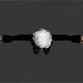 Woman With White Short Hair Black Skull Top Brown Pants Black Boots In Gray Background