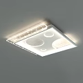 Modern Square And Round Ceiling Light With Decorative Dots And Illuminated Panels 3d model