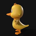 Yellow 3D Cartoon Duckling Character With Big Eyes And Spread Wings