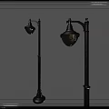 Classic Outdoor Garden Lights With Black Pole And Glass Shade Design For Exterior Use