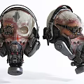 Firefighting Protective Equipment With Double Skull Gas Masks And Mechanical Components